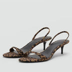 Liyke Sexy Slingback Leopard Print Sandals Women Summer Fashion Open Toe Back Strap Ladies Shoes Designer Low Heels Sandalias