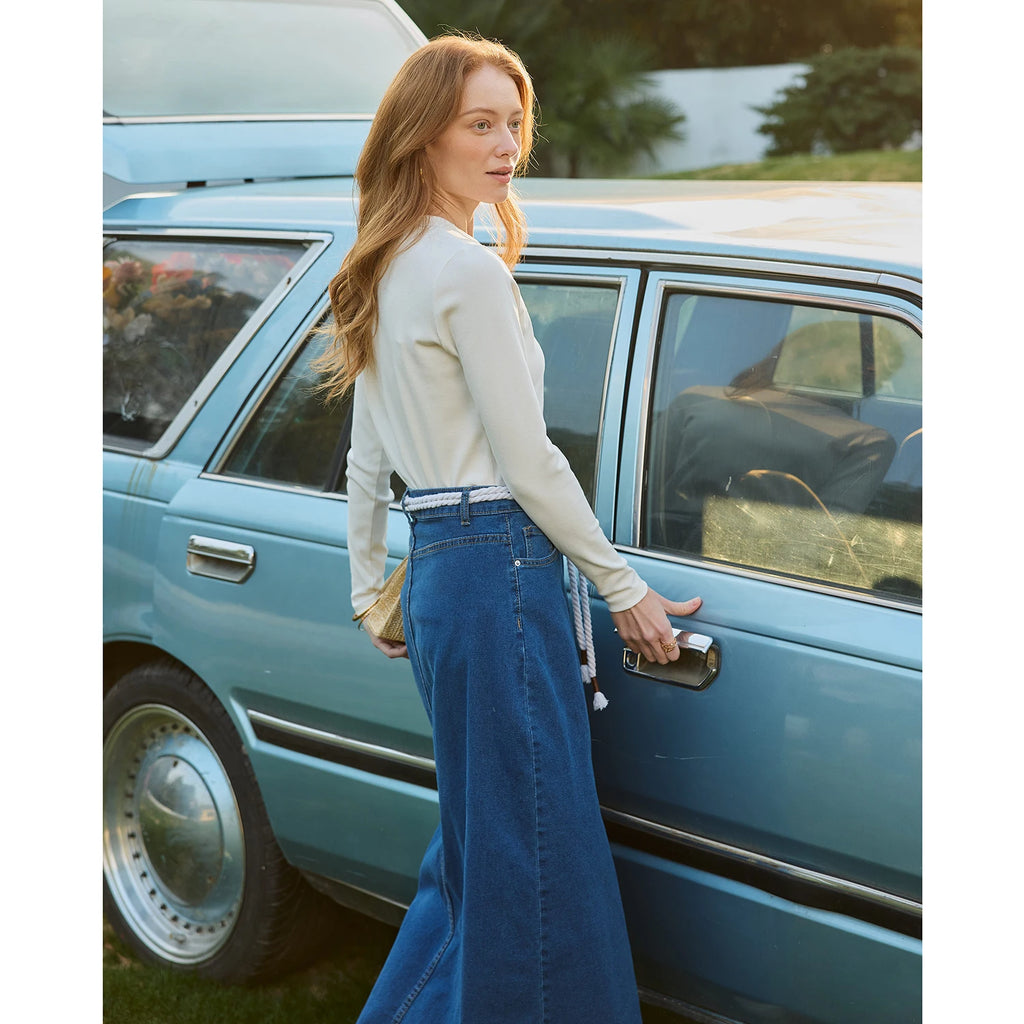 AP SS26 Women Cotton Denim Skirt Elegant