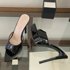 Liyke Runway Sexy Pointed Toe 13.5CM Super High Heels Platform Slippers Women Evening Party Dress Shoes Stiletto Sandal Apricot
